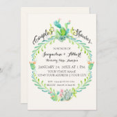 Paare Dusche Rustikale Wüste Chic Cacti Wasserfarb Einladung (Vorne/Hinten)