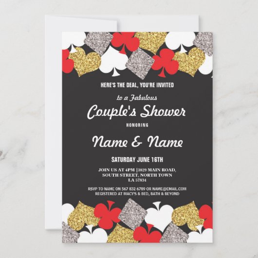 Paare Dusche Verlobung Las Vegas Casino Party Einladung (Vorderseite)