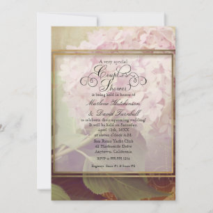 Paare Dusche Vintag Blush Pink Hydrangea Bläschen Einladung