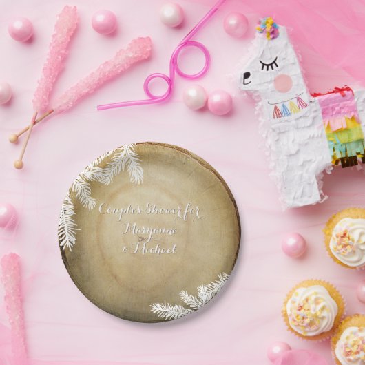 Paare Dusche Wald Center Cut Tree Pappteller (Party)