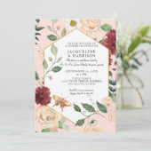 Paare Dusche Wasserfarbe Rosa Korallen Kunst Einladung (Stehend Vorderseite)