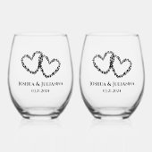 Paare ernennen Elegante Modernes Original Herzgesc Weinglas Ohne Stiel (Vorderseite)