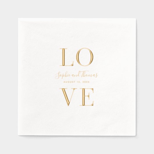 Paare ernennen Moderne elegante Liebe Hochzeit Servietten Mit Folie (Vorderseite)