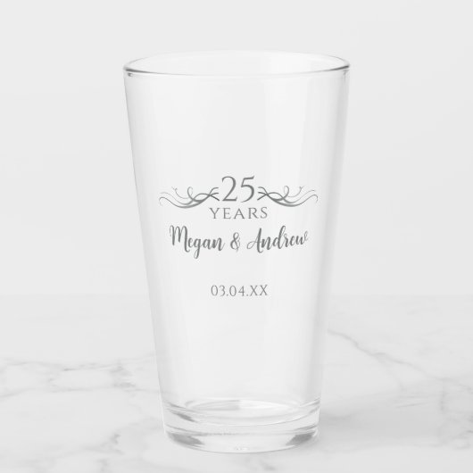 Paare ernennen Modernes Geschenk zum 25. Geburtsta Glas (Vorderseite)