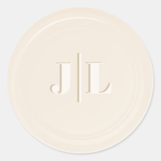 Paare Erste Monogramm Imitate Wachs Siegel Creme Runder Aufkleber (Vorderseite)