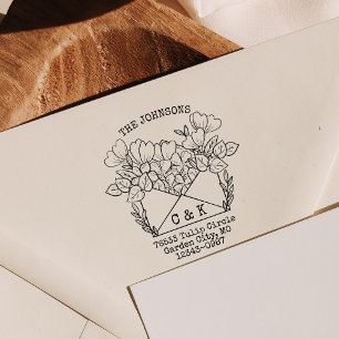 Paare Erste Rücksendeadresse Blume Gummistempel