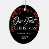 Paare Erste Weihnachten mit Namensdatum Keramikornament (Rechts)