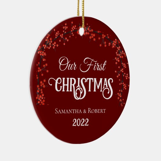 Paare Erste Weihnachtsbezeichnung Datum Holk Dunke Keramik Ornament (Rechts)