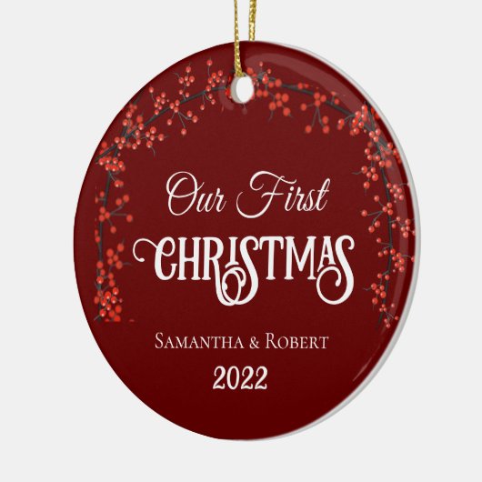 Paare Erste Weihnachtsbezeichnung Datum Holk Dunke Keramik Ornament (Links)