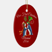 Paare Erster Weihnachtsurlaub Keramik Ornament (Rechts)