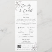 Paare Fakten Schwarz-Weiß-Blütenhochzeit Programm (Vorderseite)