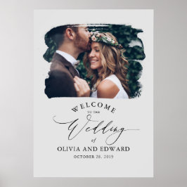 Paare Foto Gray Wedding Willkommenszeichen Poster