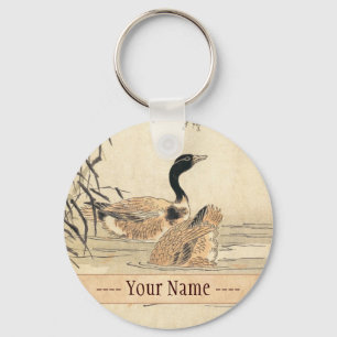 Paare Gänse mit Vintager japanischer Kunst der Schlüsselanhänger