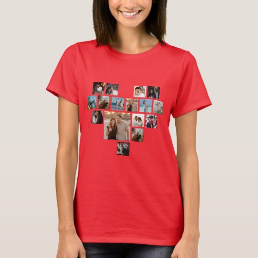 Paare geben Valentinstag Herz Foto Collage T-Shirt (Vorderseite)