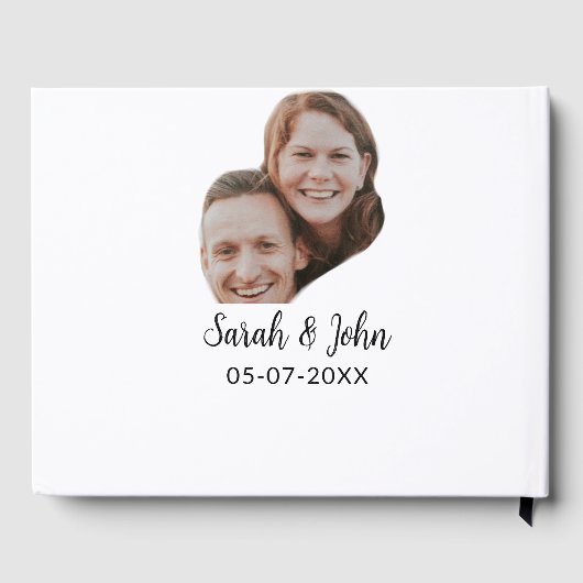 Paare Gesicht Foto hinzufügen Name Datum einfache Gästebuch (Rückseite)