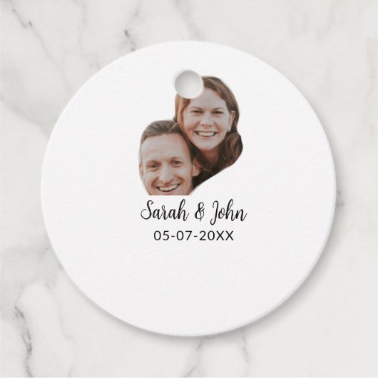 Paare Gesicht Foto hinzufügen Name Datum einfache  Geschenkanhänger (Vorderseite)