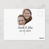 Paare Gesicht Foto hinzufügen Name Datum einfache Postkarte (Rückseite)