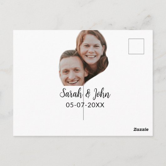 Paare Gesicht Foto hinzufügen Name Datum einfache Postkarte (Rückseite)