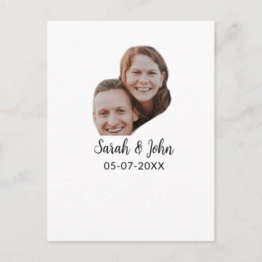 Paare Gesicht Foto hinzufügen Name Datum einfache Postkarte (Vorderseite)