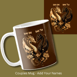 Paare Gold Dragons Namen hinzufügen Kaffeetasse