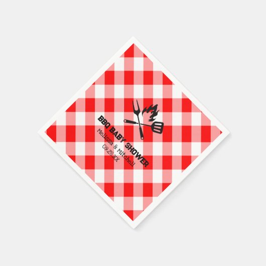 Paare GRILLEN Baby Dusche Rot kariert Gingham Serviette (Ecke)