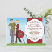 Paare GRILLEN Polterabend Einladung (Stehend Vorderseite)