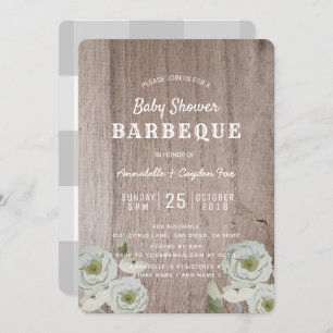 Paare GRILLEN Rose & Wood Baby Dusche Einladung