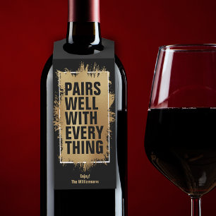 PAARE GUT MIT ALLEM Gold Foil on Black Flaschenanhänger