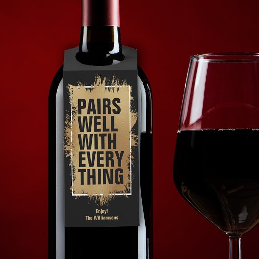 PAARE GUT MIT ALLEM Gold Foil on Black Flaschenanhänger