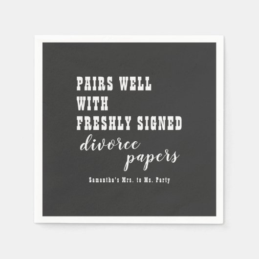 Paare gut Scheidungspapier schwarz nur geschieden  Serviette (Vorderseite)