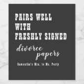 Paare gut Scheidungspapier schwarz nur geschieden  Weinetikett (Einzelnes Label)