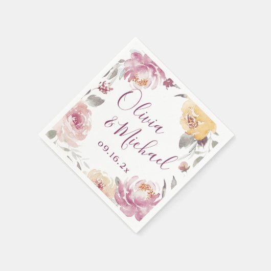 Paare heißen romantische Blumenhochzeit im Garten Serviette (Ecke)