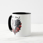 Paare heißen Schwarz-Weiß-Drachen, rote Blume Tasse (Vorderseite Links)