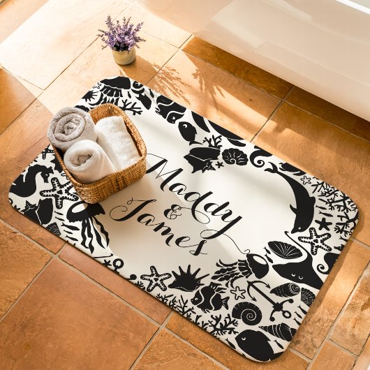 Paare Herz-Monogramm Badematte