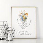 Paare Holding Hand Herz Form Blumengestalt Art Poster