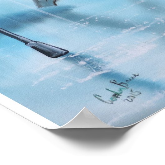 Paare im Eiffelturm Paris bemalten Poster (Ecke)