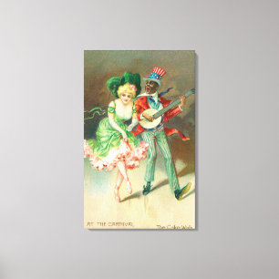 Paare im Kostüm, das den Kuchen-Weg tut Leinwanddruck