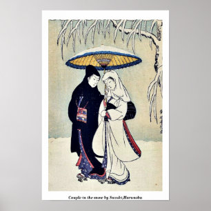 Paare im Schnee durch Suzuki, Harunobu Poster