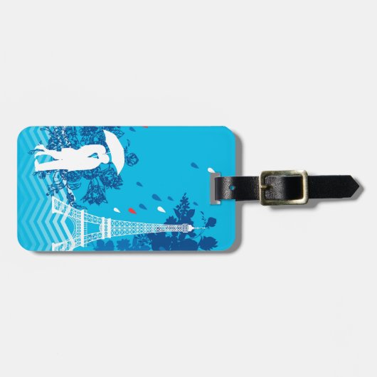 Paare in Paris mit Eiffle Turm Gepäckanhänger (Vorderseite horizontal)