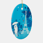 Paare in Paris mit Eiffle Turm Keramik Ornament (Rechts)
