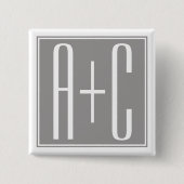 Paare Initails oder andere Texte | Weiß & Grau Button (Vorderseite)