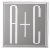 Paare Initails oder andere Texte | Weiß & Grau Fliese (Vorderseite)