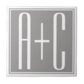 Paare Initails oder andere Texte | Weiß & Grau Fliese (Vorderseite)