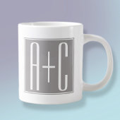 Paare Initails oder andere Texte | Weiß & Grau Jumbo-Tasse