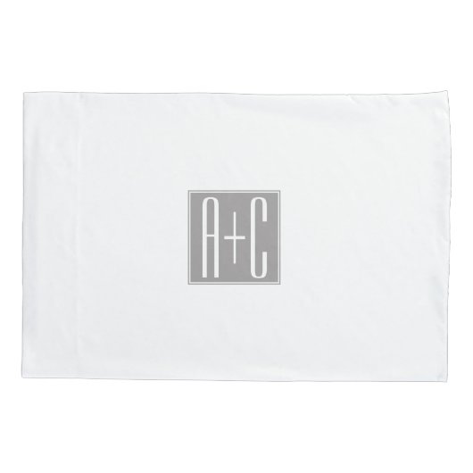 Paare Initails oder andere Texte | Weiß & Grau Kissenbezug (Rückseite)