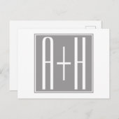 Paare Initails oder andere Texte | Weiß & Grau Postkarte (Vorne/Hinten)