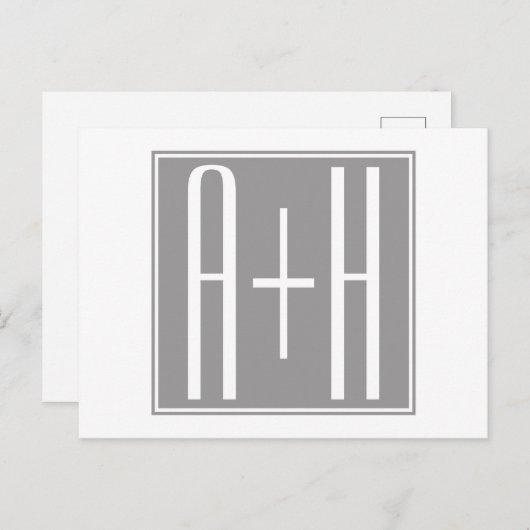 Paare Initails oder andere Texte | Weiß & Grau Postkarte (Vorne/Hinten)