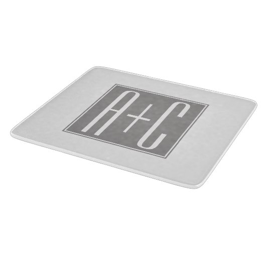 Paare Initails oder andere Texte | Weiß & Grau Schneidebrett (Ecke)