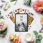 Paare Initial Retro Foto Monogram Black Spielkarten<br><div class="desc">Anpassen mit Ihrem eigenen Foto und Ihren eigenen Initialen; den Rahmen nach Belieben behalten oder entfernen</div>