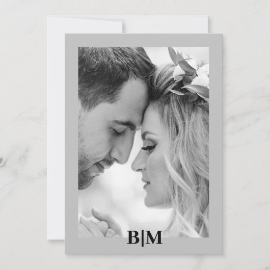 Paare Initial Retro Foto Monogram Dankeskarte (Vorderseite)